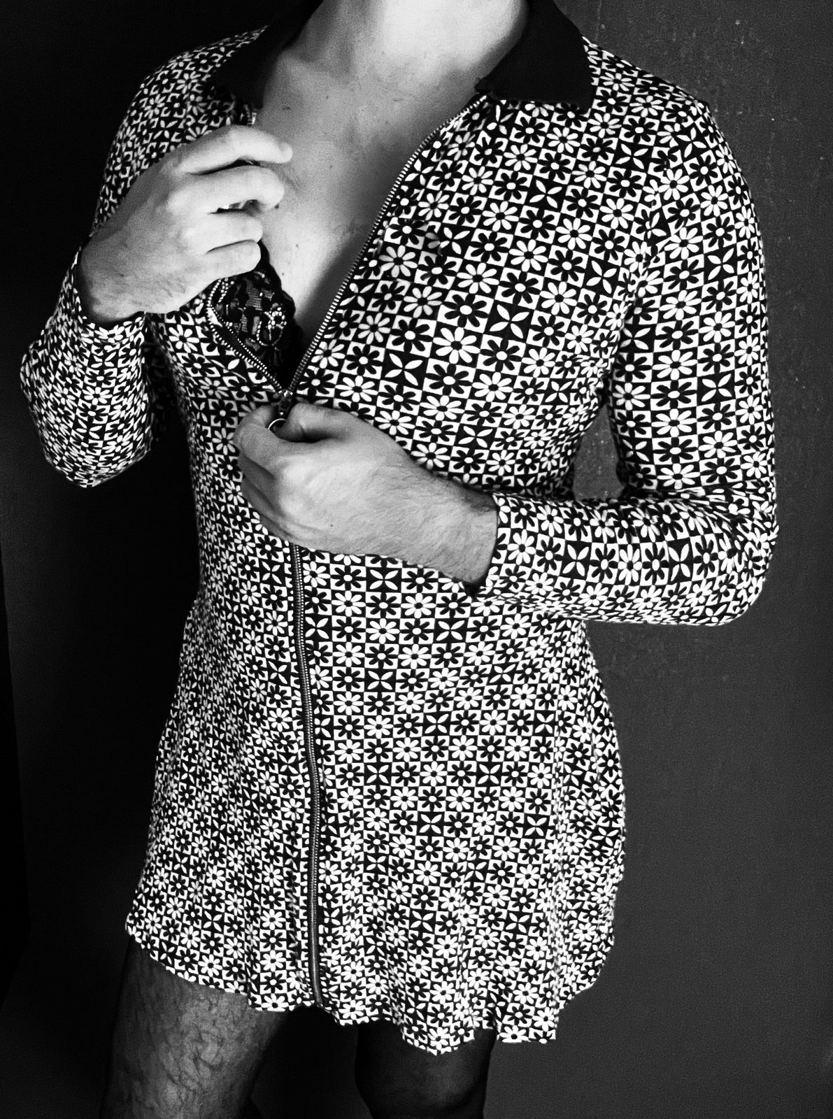 Man wearing a cute zip dress