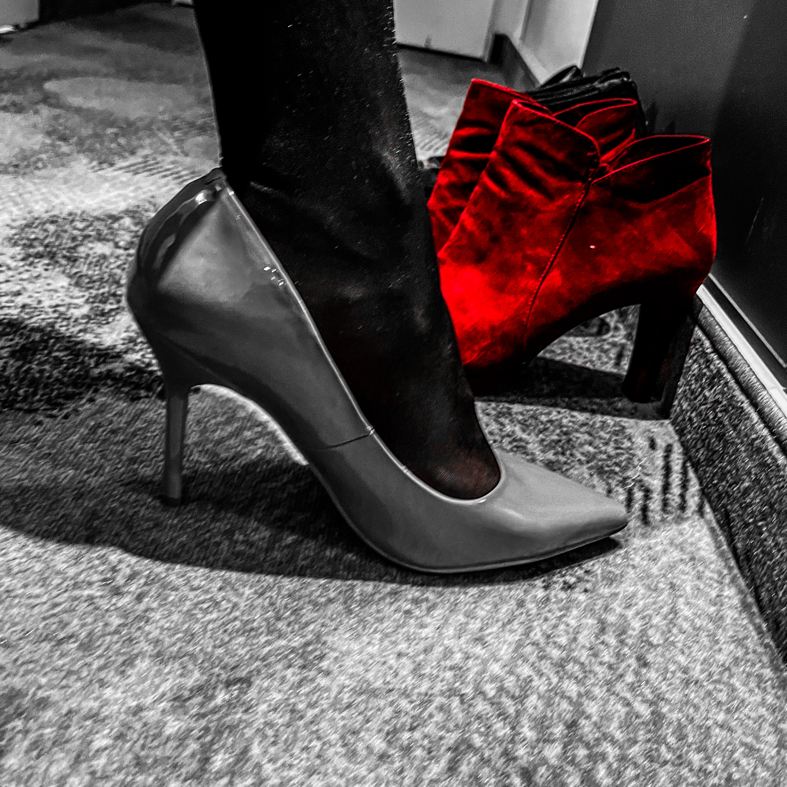 Close-up of men's high heels