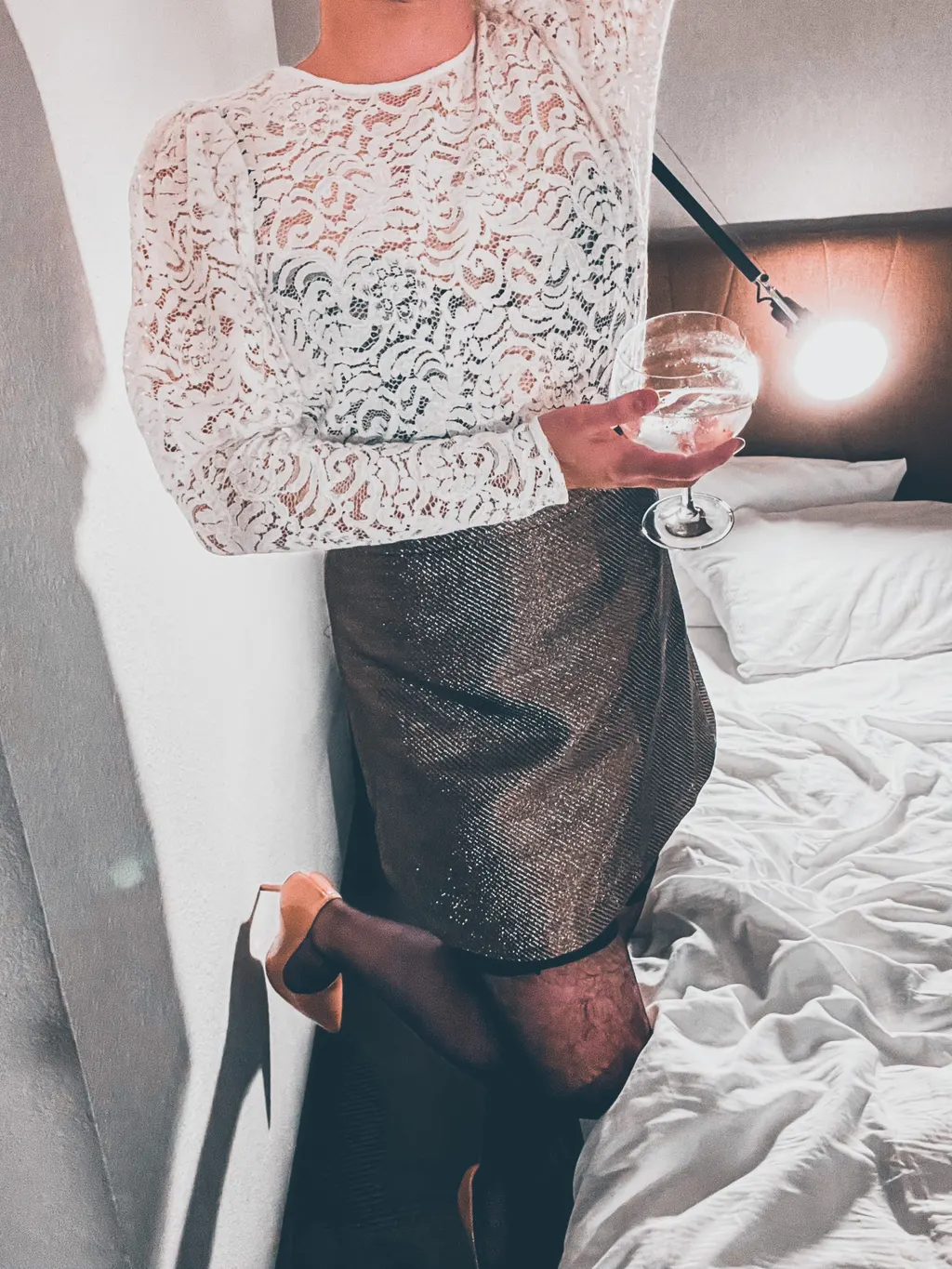 Man wearing a tailored skirt as part of a stylish everyday outfit