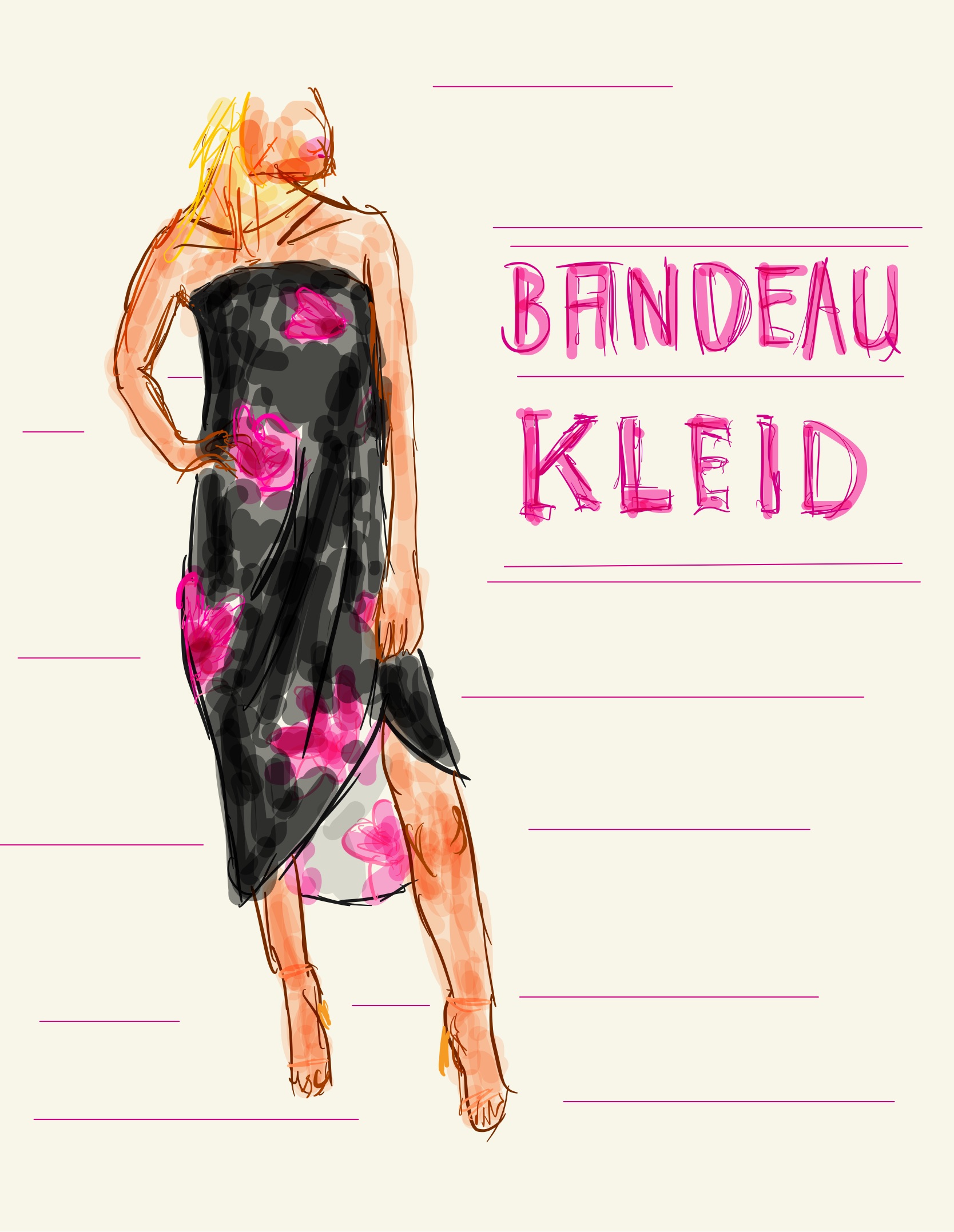 Sketch of a bandeau dress