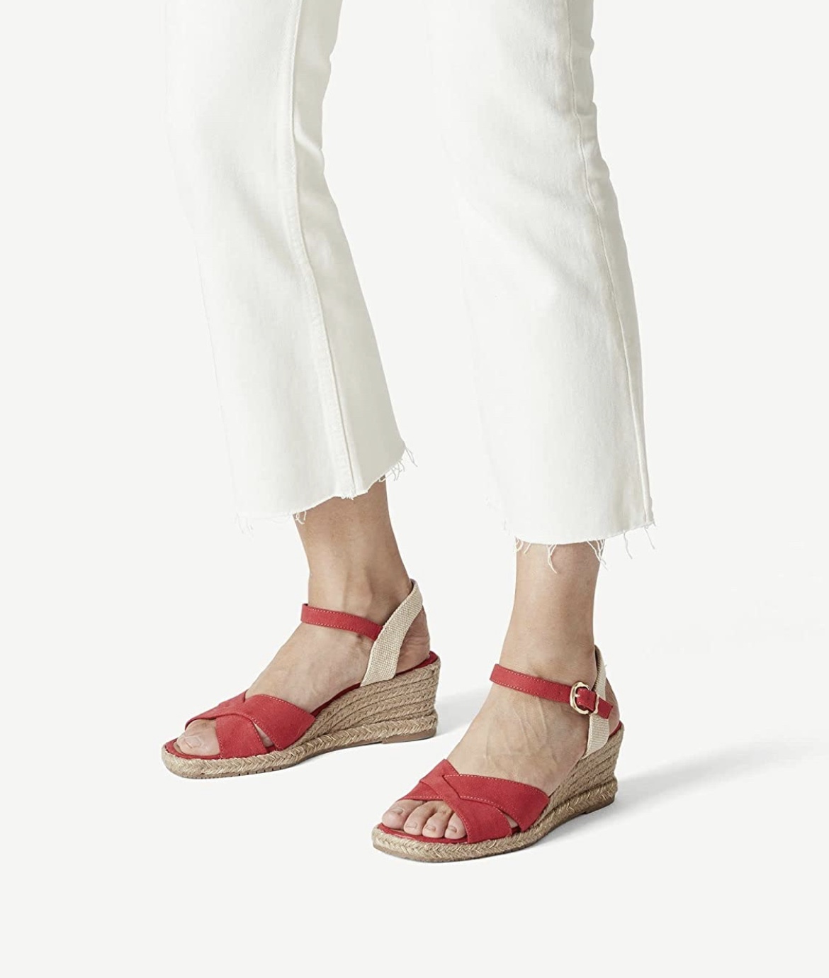 Tamaris wedge sandal worn on foot