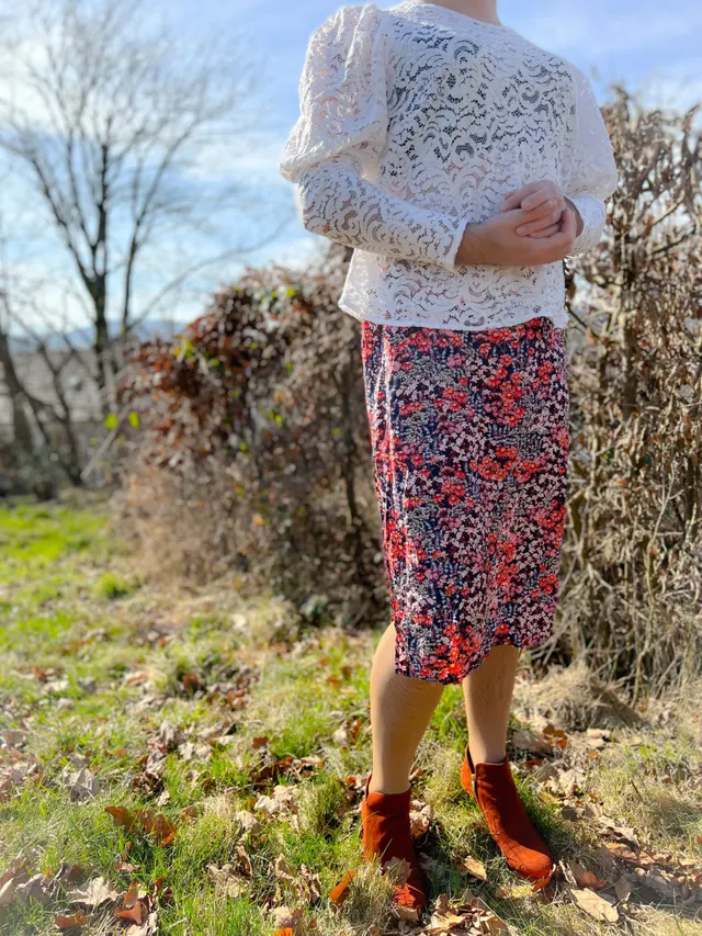 Man wearing women's clothing, reflecting on his personal style